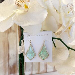 Kendra Scott Alex Earring Gold Frame in Iridescent Mint Illusion
